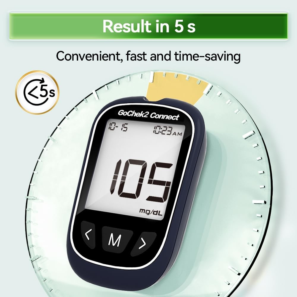 MicroTech Bluetooth Blood Sugar Testing Kit 10 Strips Lancets, Free App, No ...