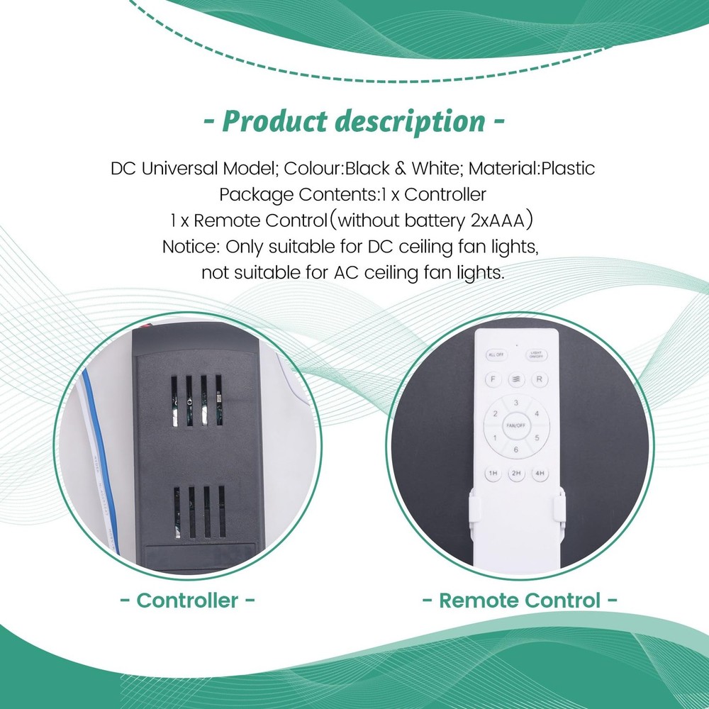 Universal Ceiling Fan Remote Control Kit Replacement, 6-Speed & Timing, Remot...