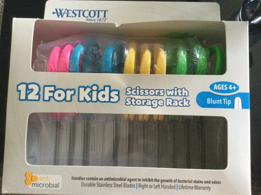 10 Pair Kids Blunt Tip Scissors With Storage Rack