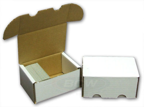 (3 Pack) 300 Count Size White Cardboard Trading Card Storage Boxes - Tab Closure