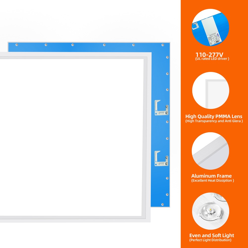 2X2FT LED Flat Panel Light 5800LM 8X45W 5000K Drop Ceiling Ceiling Office Lights