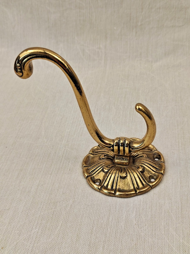 double brass coat hooks vintage