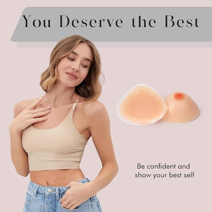 C CupnTriangular Self Adhesive Silicone Prosthesis Breast Forms Mastectomy 800g
