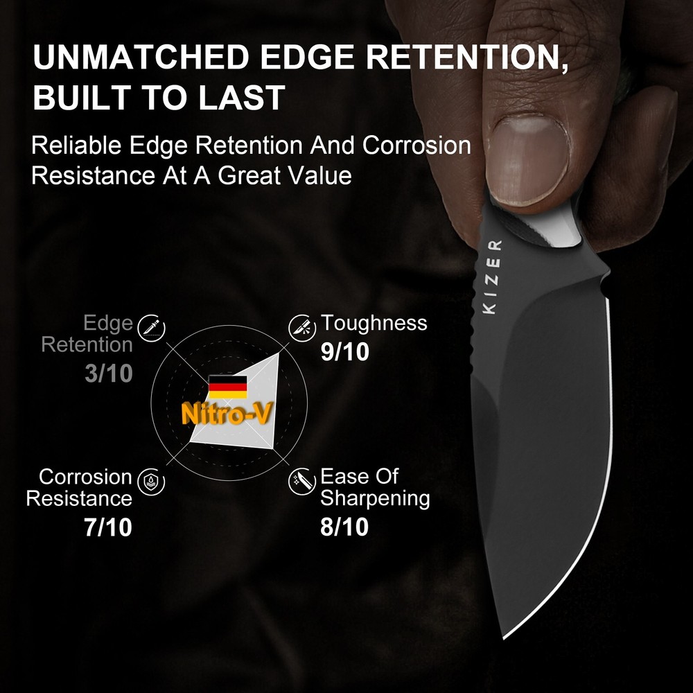 Kizer Buddy Fixed Knife EDC Compact Nitro-V Blade G10 Handle Drop point 1081A3