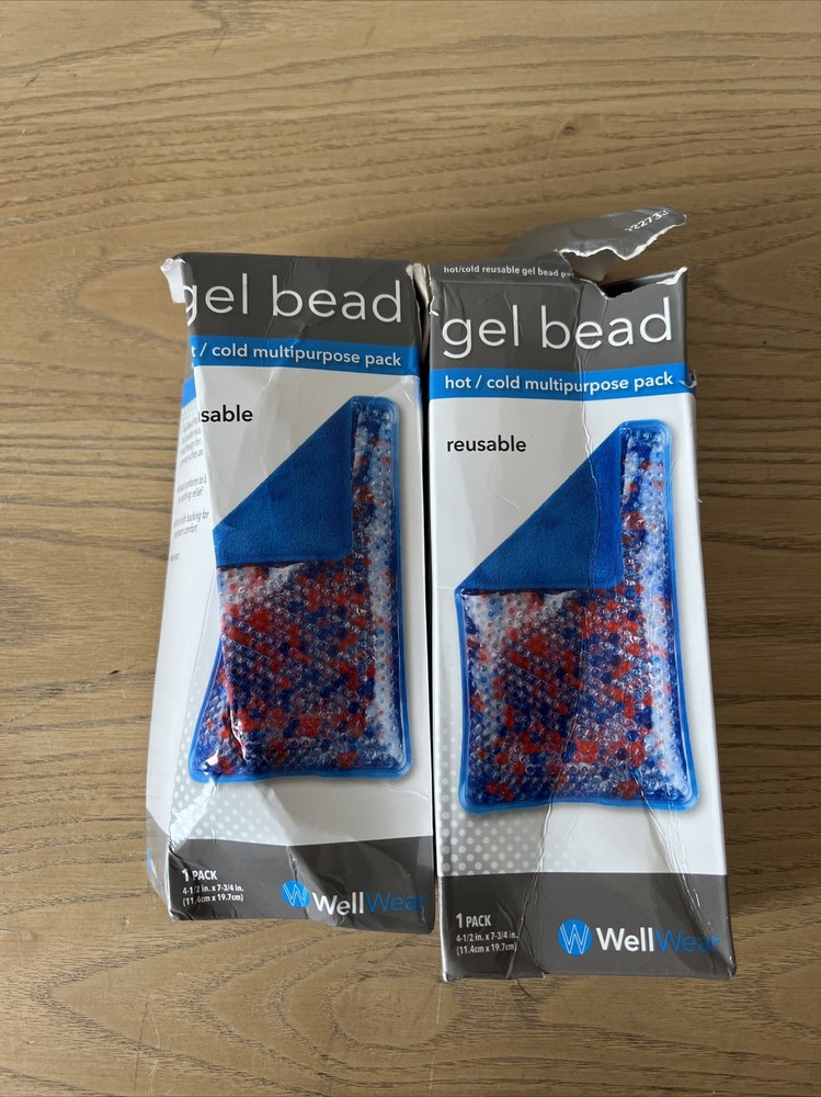 (2 Pack) WellWear Hot/Cold Multipurpose Bead Pack 4.5” x 7.75”