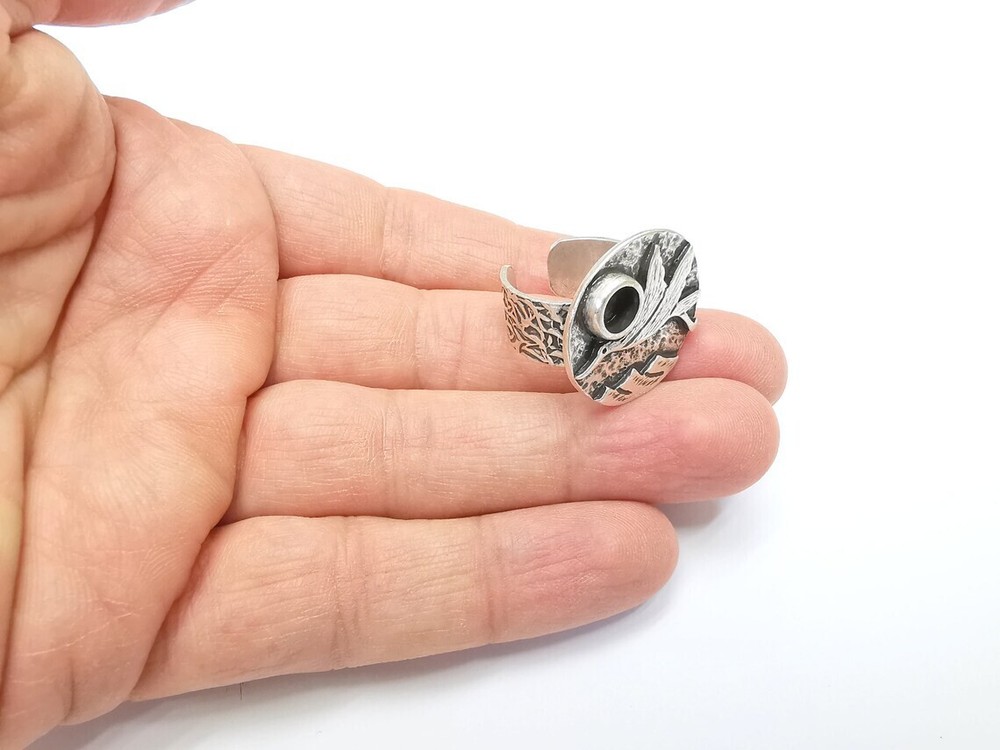 Bird Ring Blank Setting, Cabochon Mounting, Adjustable Resin Base, Inlay Ring