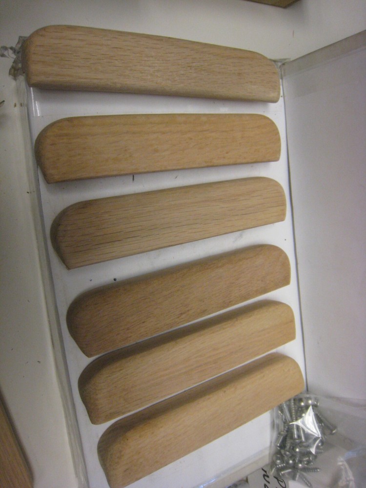 6 Unfinished Solid Oak Wood Desk Drawer Pull Handle  6-3/8 L 5-1/4 C-C + screws