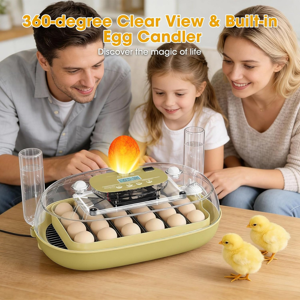24 Egg Incubator for Hatching Eggs, Automatic Egg Turning, Temperature & Humidit