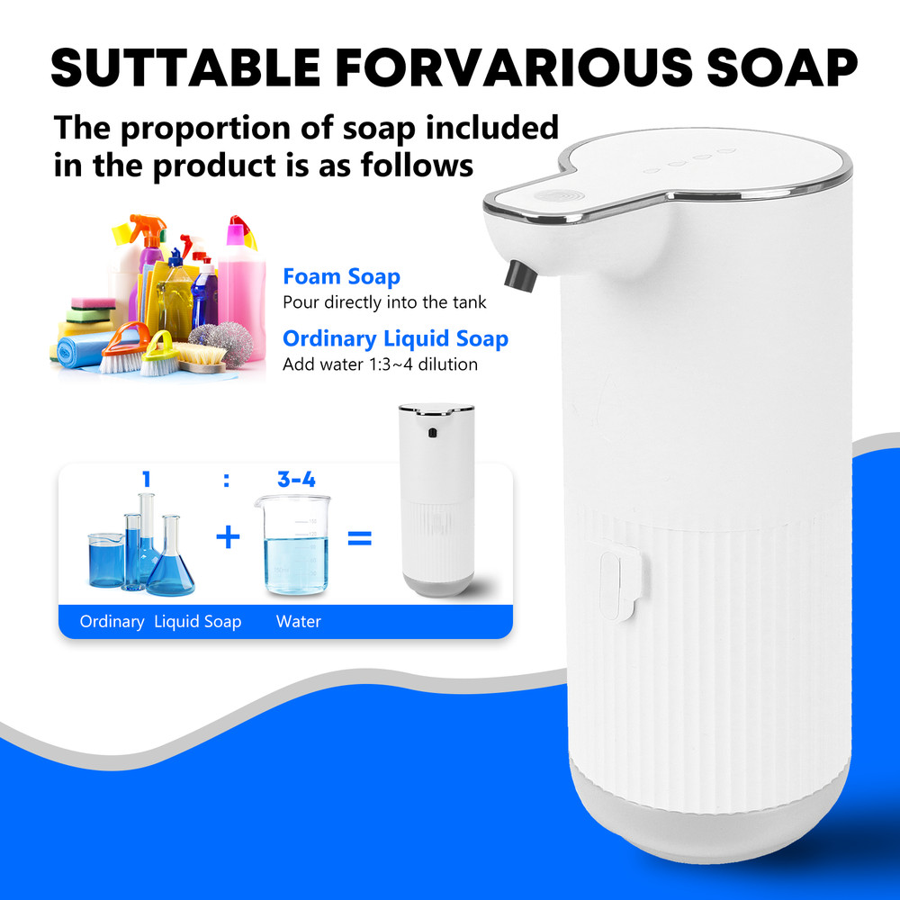 350ml Auto Sensor Touchless Foaming Hand Dish Soap Dispenser Kitchen Bathroom
