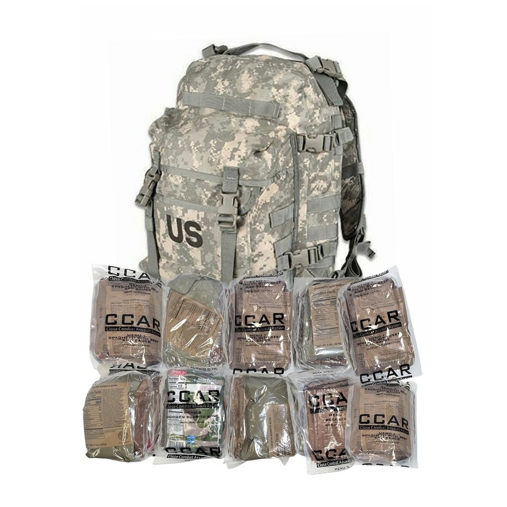 Close Combat Assault Ration (CCAR) - 10 Meals • Plus ACU Assault Pack Combo!