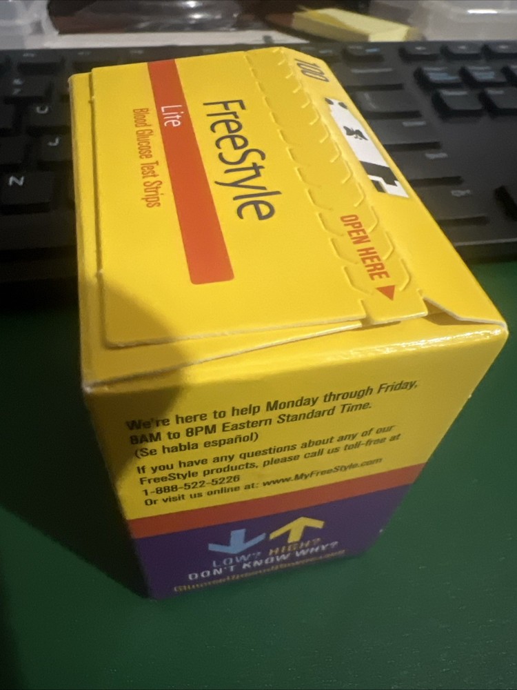 Freestyle Lite Blood Glucose Test Strips - One Box 100 Count