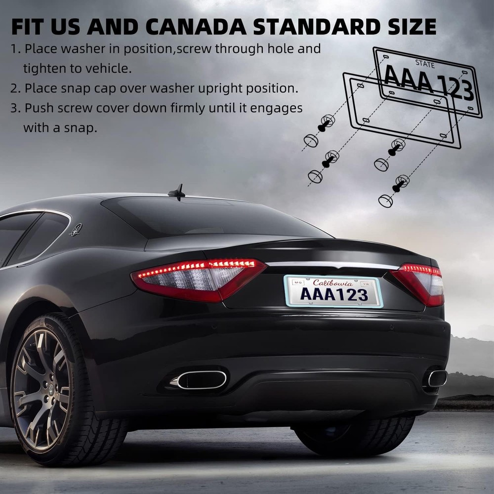 Silicone License Plate Frame Bracket Holder Rustproof Rattleproof Black 1 Pack