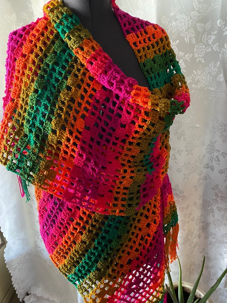Blazing Trails Handmade Crocheted Shawl