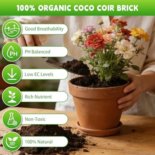 Coco Coir Bricks - Compressed Coconut Fiber Substrate for Plants, 12 PCS