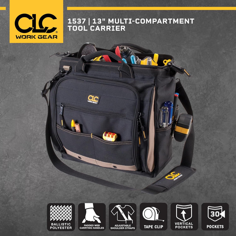 Versatile 30-Pocket Tool Carrier - 13" Multi-Compartment Organizer