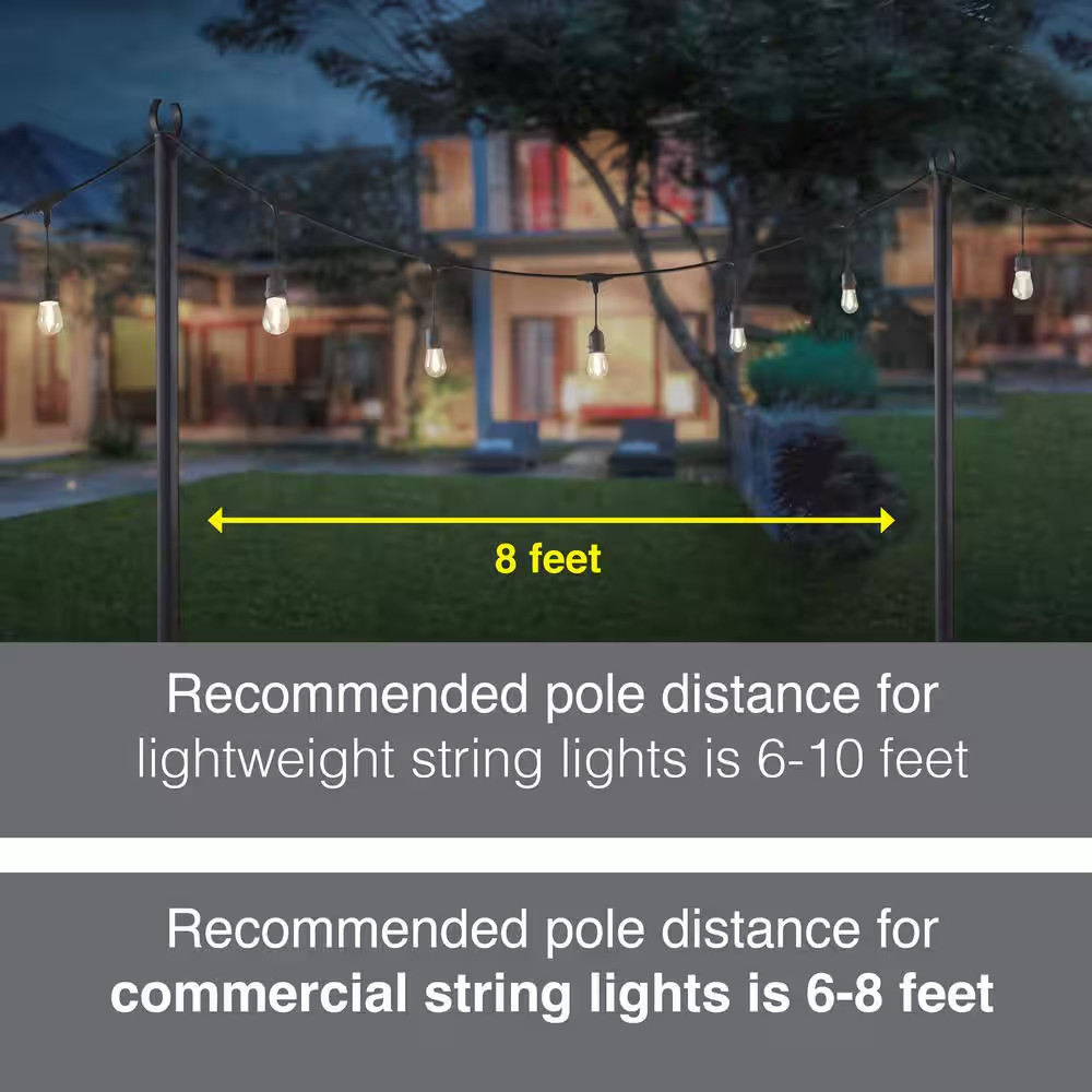 9.8 Ft. String Light Pole in Black (1-Pack)