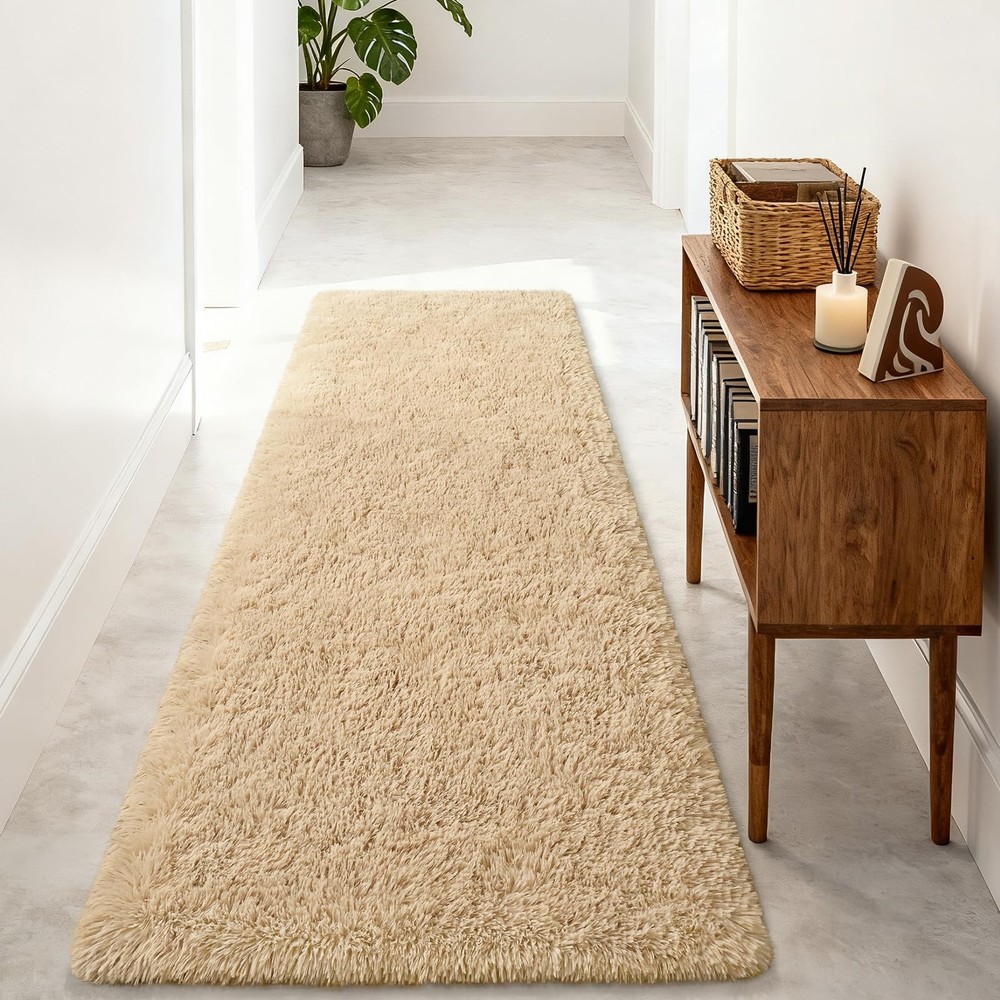 Merelax Soft Fluffy Rugs for Bedroom Living 2' x 6' (Rectangular), Light Tan