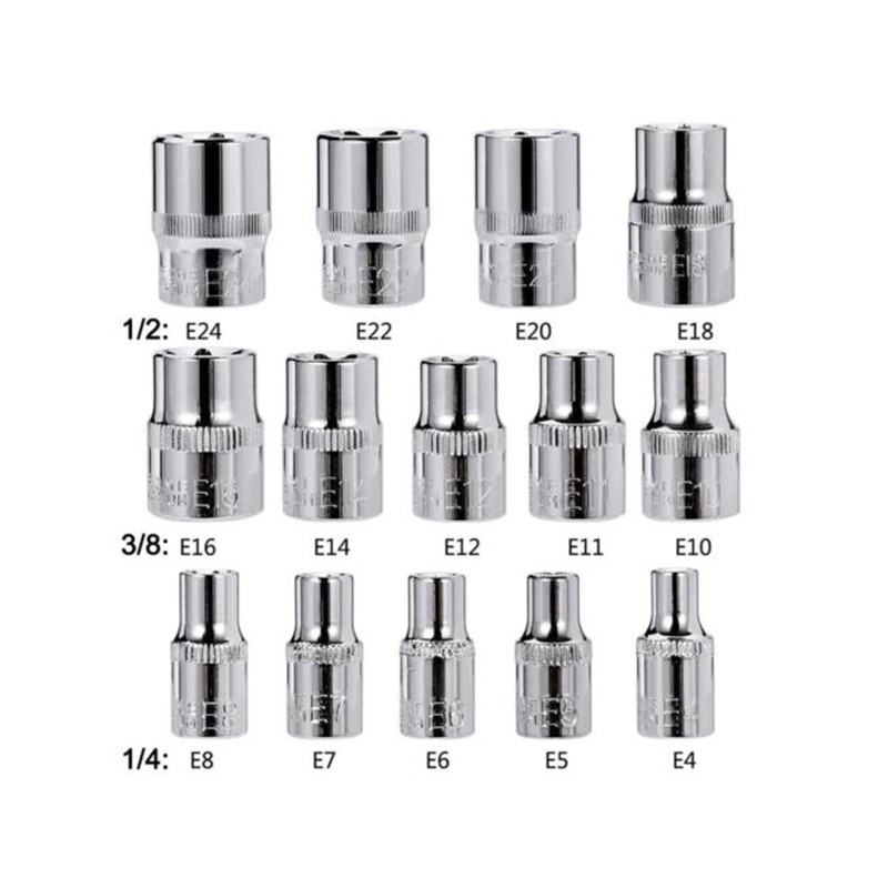 E-type Torx Star Female Sockets Bit Set 14 in 1 E4- E24 Torx Socket 14pcs