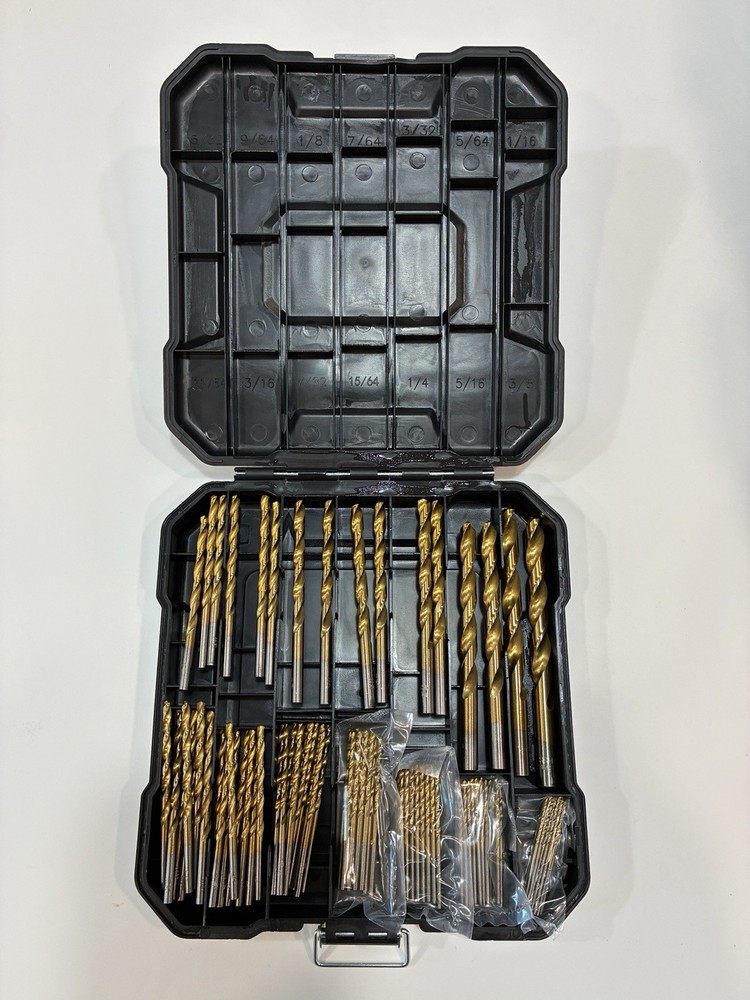 New 100 Piece Titanium Twist Drill Bit Set Assorted Sizes