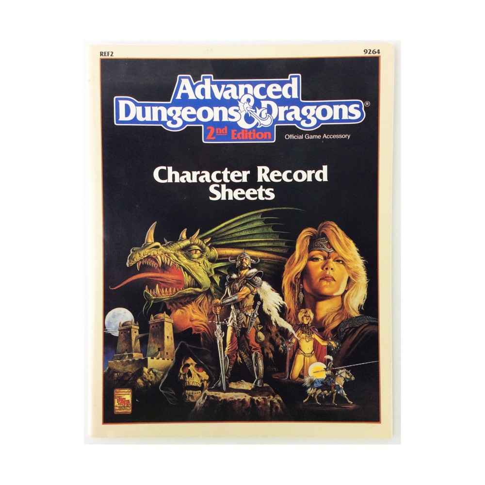 TSR AD&D 2nd Ed Character Record Sheets (2nd, White) VG