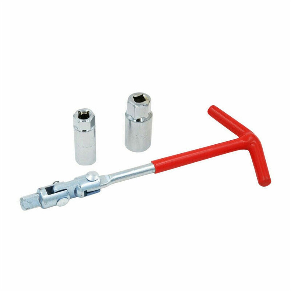 3PCS Spark Plug Removal Tool 16 21mm T-Handle Flexible Spanner Socket Wrench Set