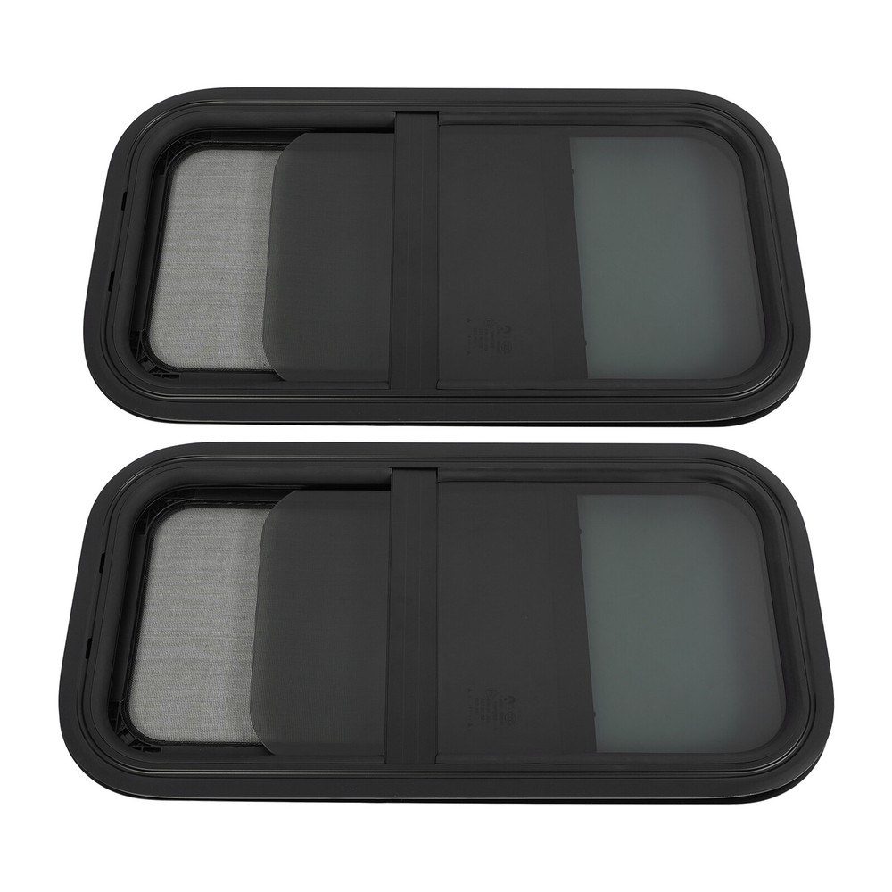 2Pcs RV Window Vertical Slide Window Venting Window w/Trim Rings Rectangular