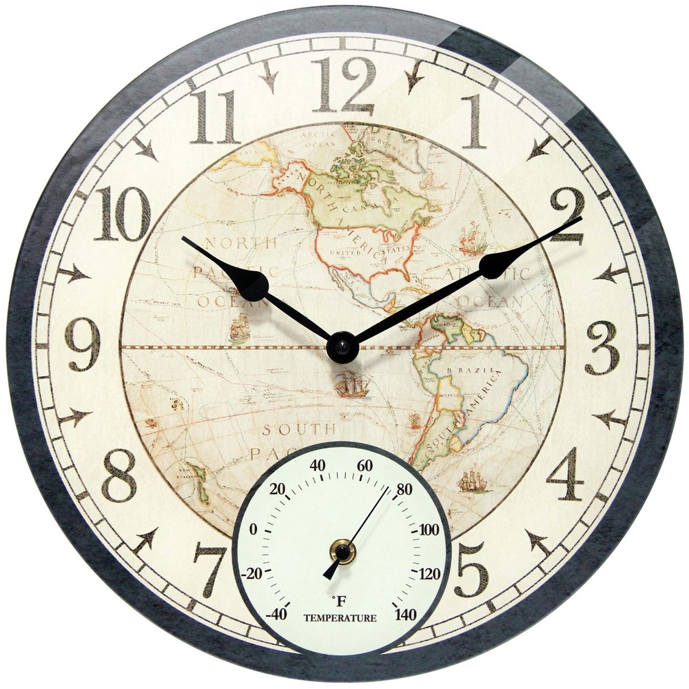 Infinity Instruments Orbis Black All Weather Clock Black Transitional Analog ...