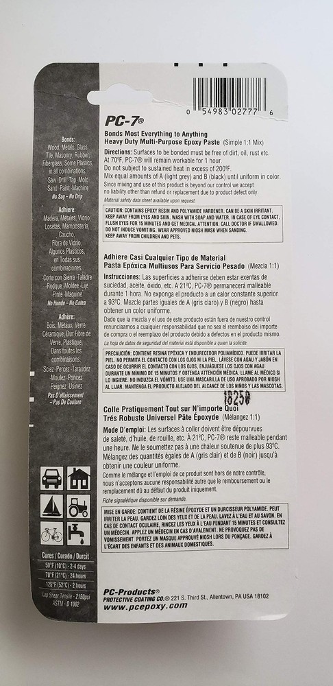 Protective Coating PC-7 Series 027776 Epoxy Adhesive, Gray, Paste, 2 oz Gray