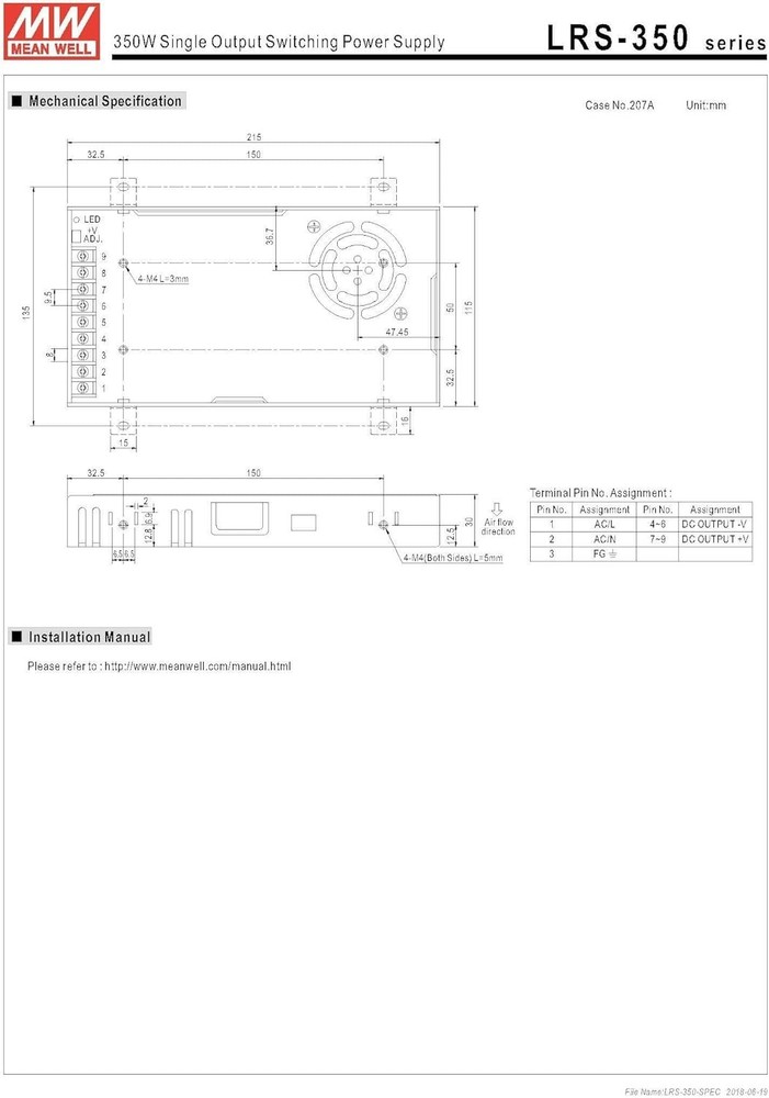 LRS-350-24 Single Output Power Supply