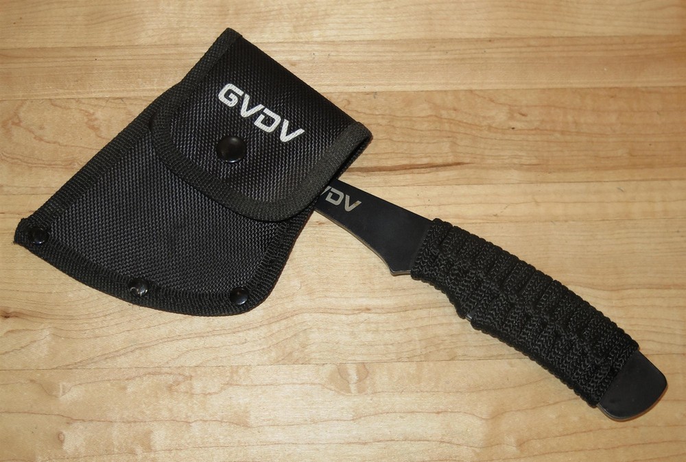 GVDV 9" Black Stainless Double-Edge Camping/Tactical Axe with Sheath