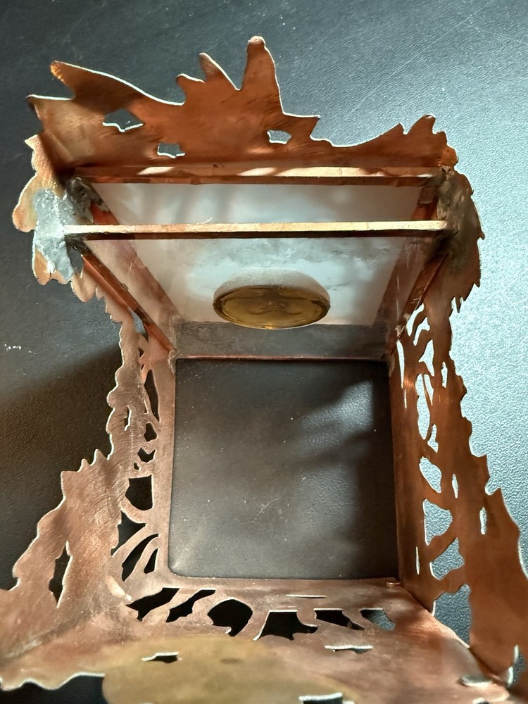 Unique Copper Candle Holder, Moon Face, Signed - 1995