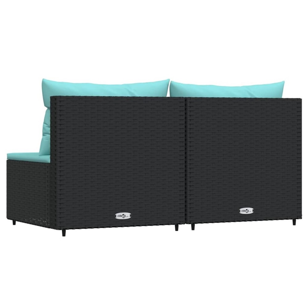 Patio Middle Sofa Black PE rattan Medium Adjustable Feet