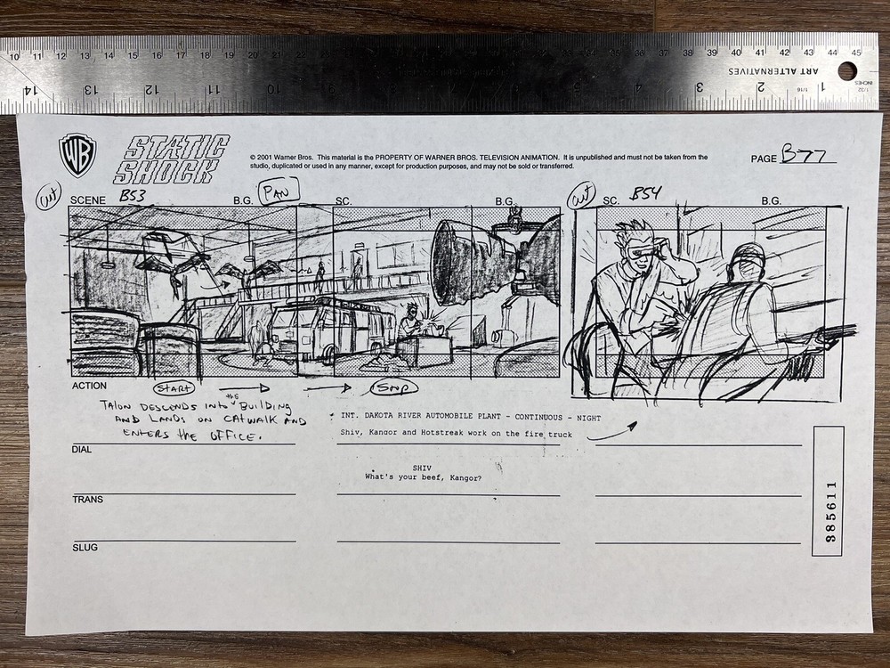 Static Shock 2001 Production Storyboard Studio Copy Warner Brothers Animation 4p
