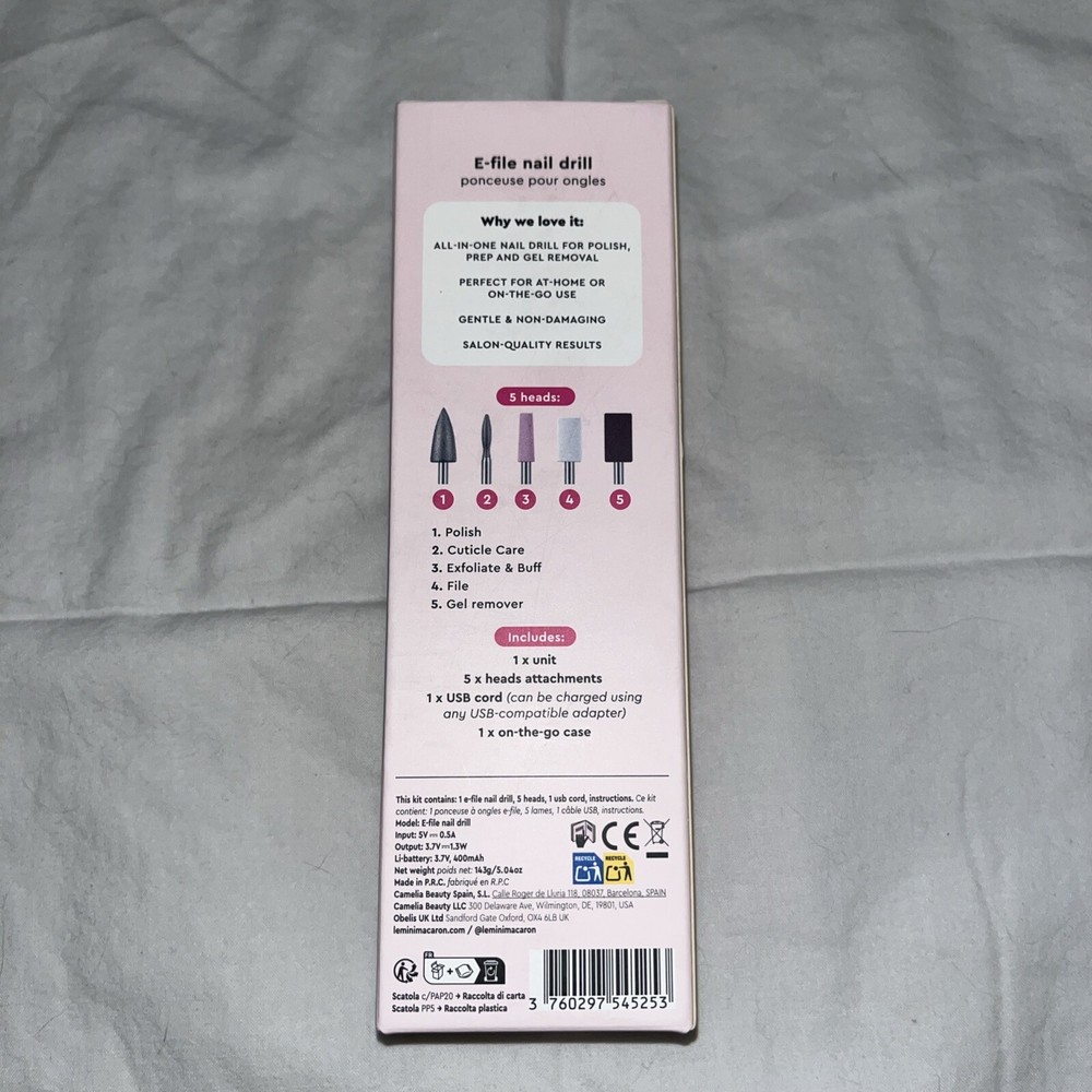 Le Mini Macaron Bundle - Includes E-file Nail Drill, Replacement Heads + Gel