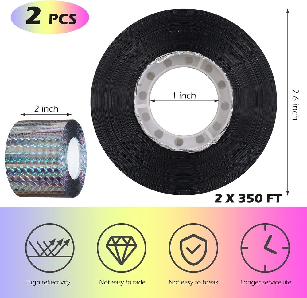 Wildlife-Friendly 700FT Reflective Bird Tape - 2 Rolls for Maximum Coverage