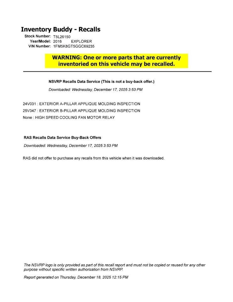 EXPLORER 2016 Transmission Shift 987763
