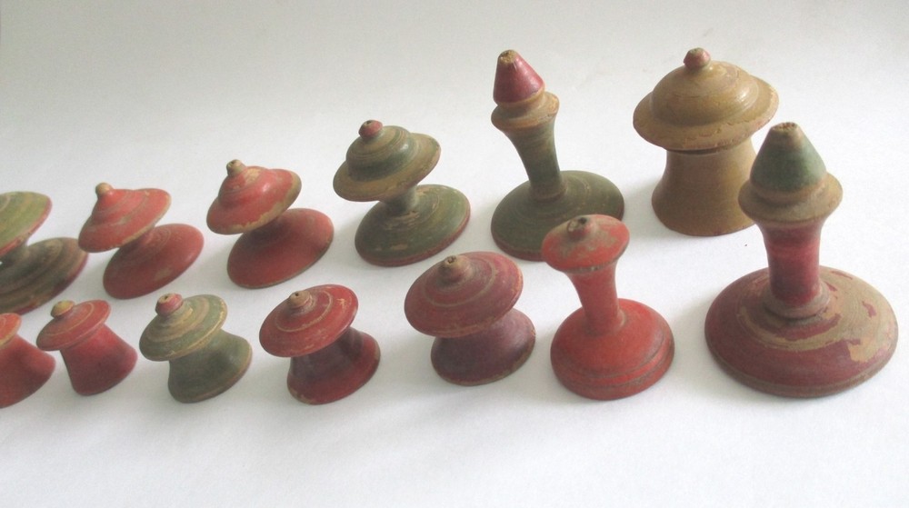 ANTIQUE MUGHAL CHESS PIECES LOT 16 ASSORTED PIECES
