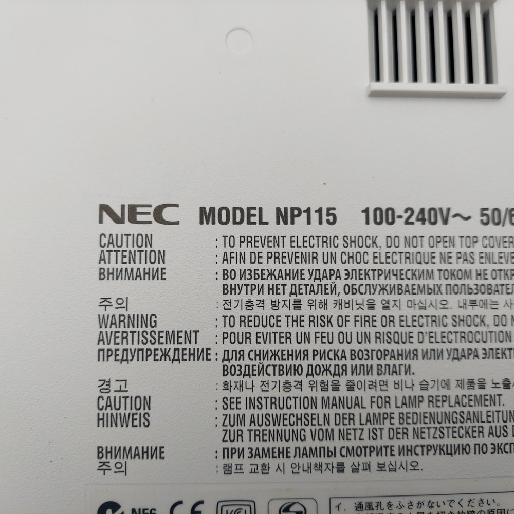 NEC NP115 DLP Desktop Projector 180 Lamp Hours