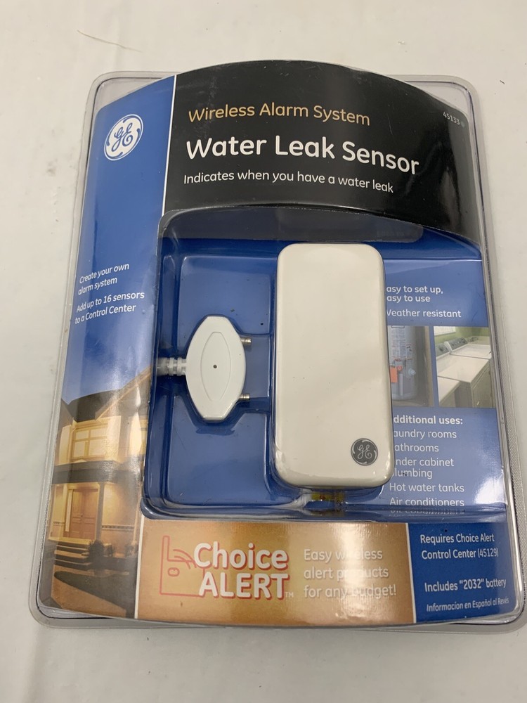 GE Choice Alert 45133 Wireless Water Leak Sensor Alarm System New