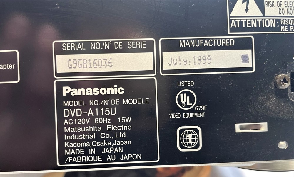 PANASONIC DVD-A115U DVD/CD PLAYER TESTED Works