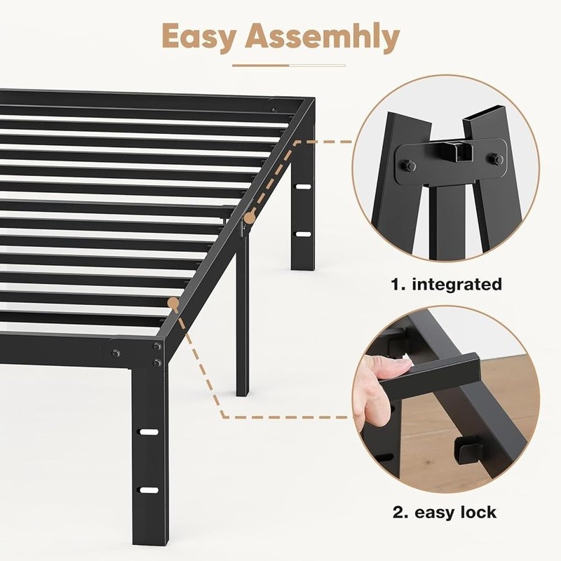 Metal Twin Bed Frame Platform No Box Spring Storage Easy Assembly Durable New