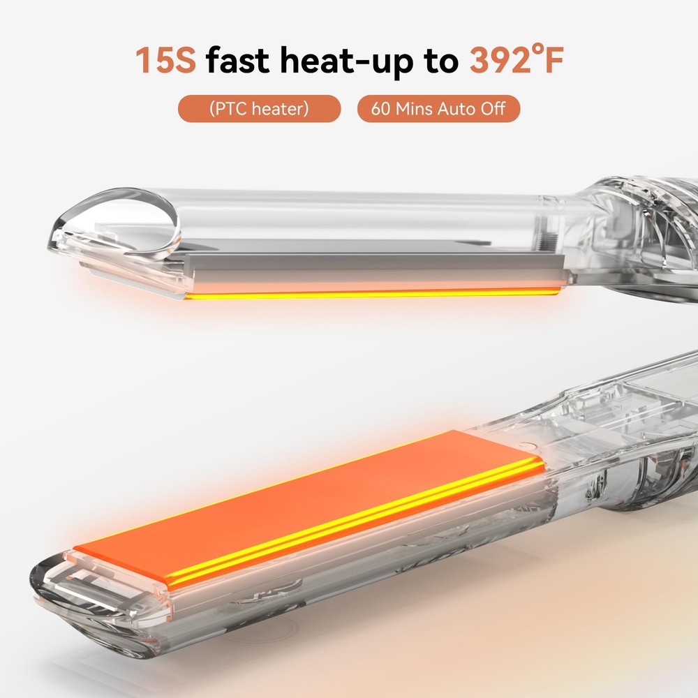 Mini Flat Iron 0.8 Inch with Negative Ion, 15s Fast Heating, Adjustable Tempe...