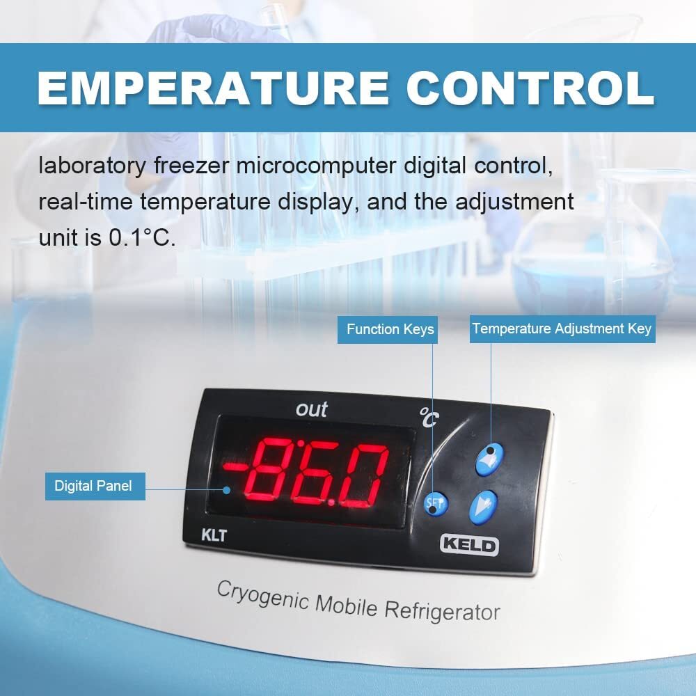 -86℃/-112℉ 20L Portable Ultra Low Temperature Freezer Laboratory Samples Storage