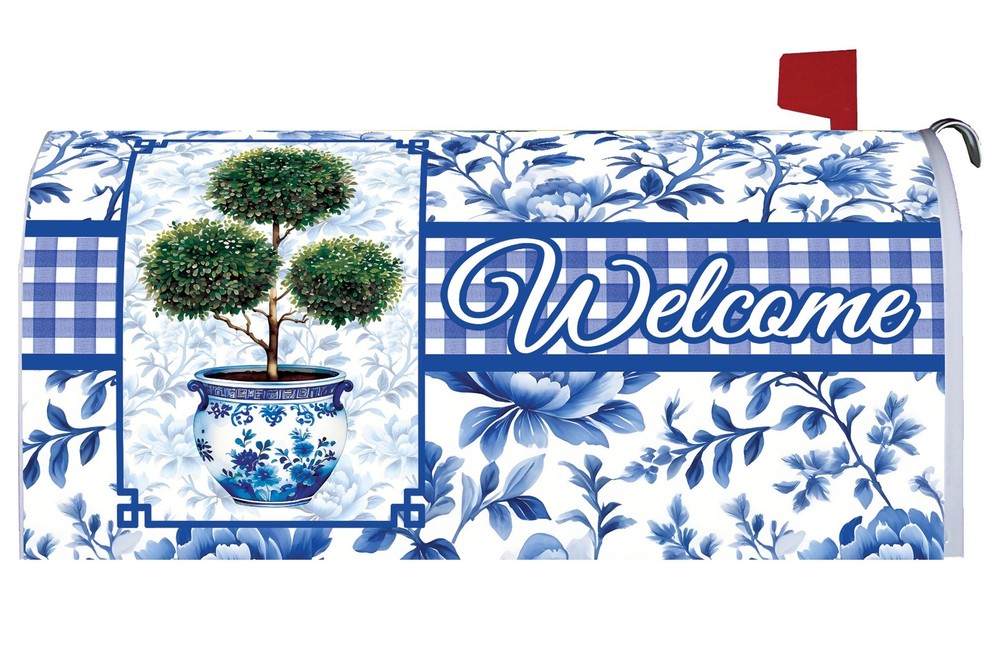 Chinoiserie Topiary Mailbox Cover