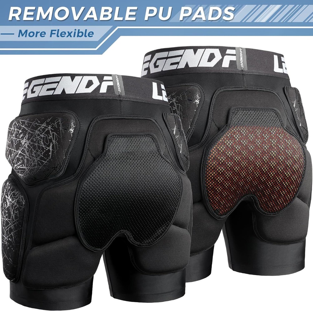 Protective Padded Impact Shorts for Snowboard Ski Medium, Drawstring Black