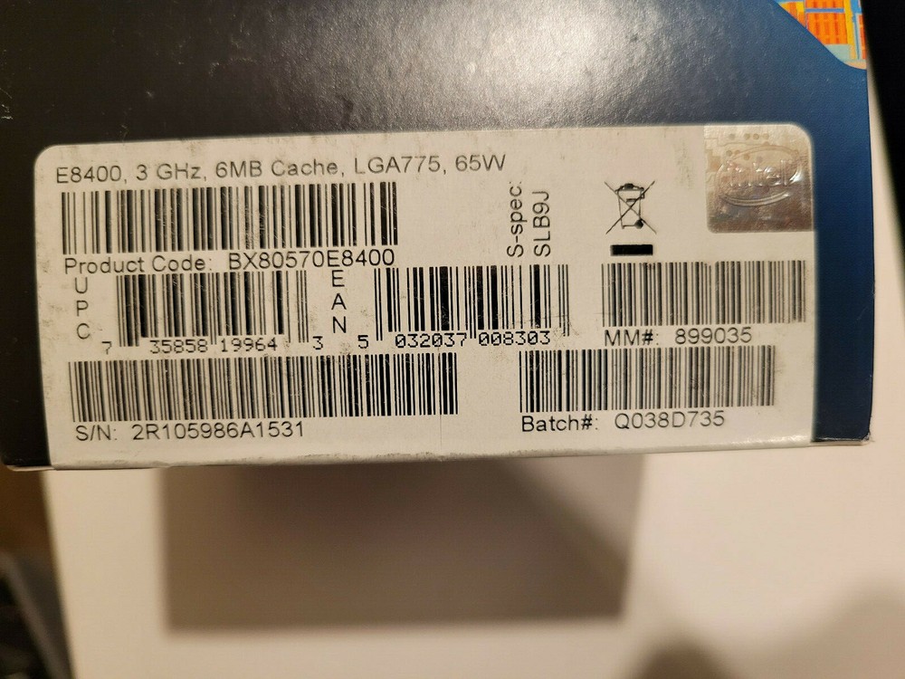 Intel Core 2 Duo E8400 3GHz 6MB Cache Socket 775 CPU BX80570E8400 SLB9J