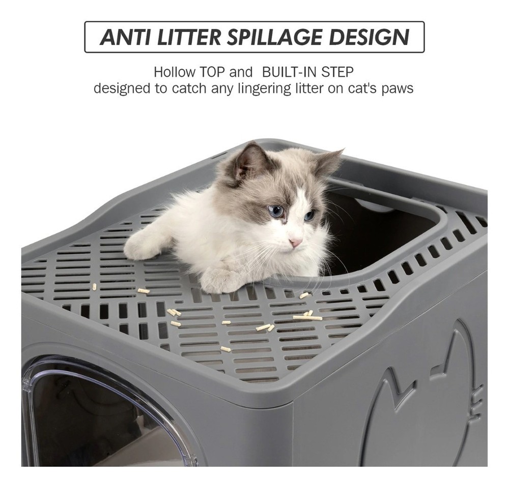 allforpaws Go Fresh Foldable Cat Litter Box, Medium, Grey New