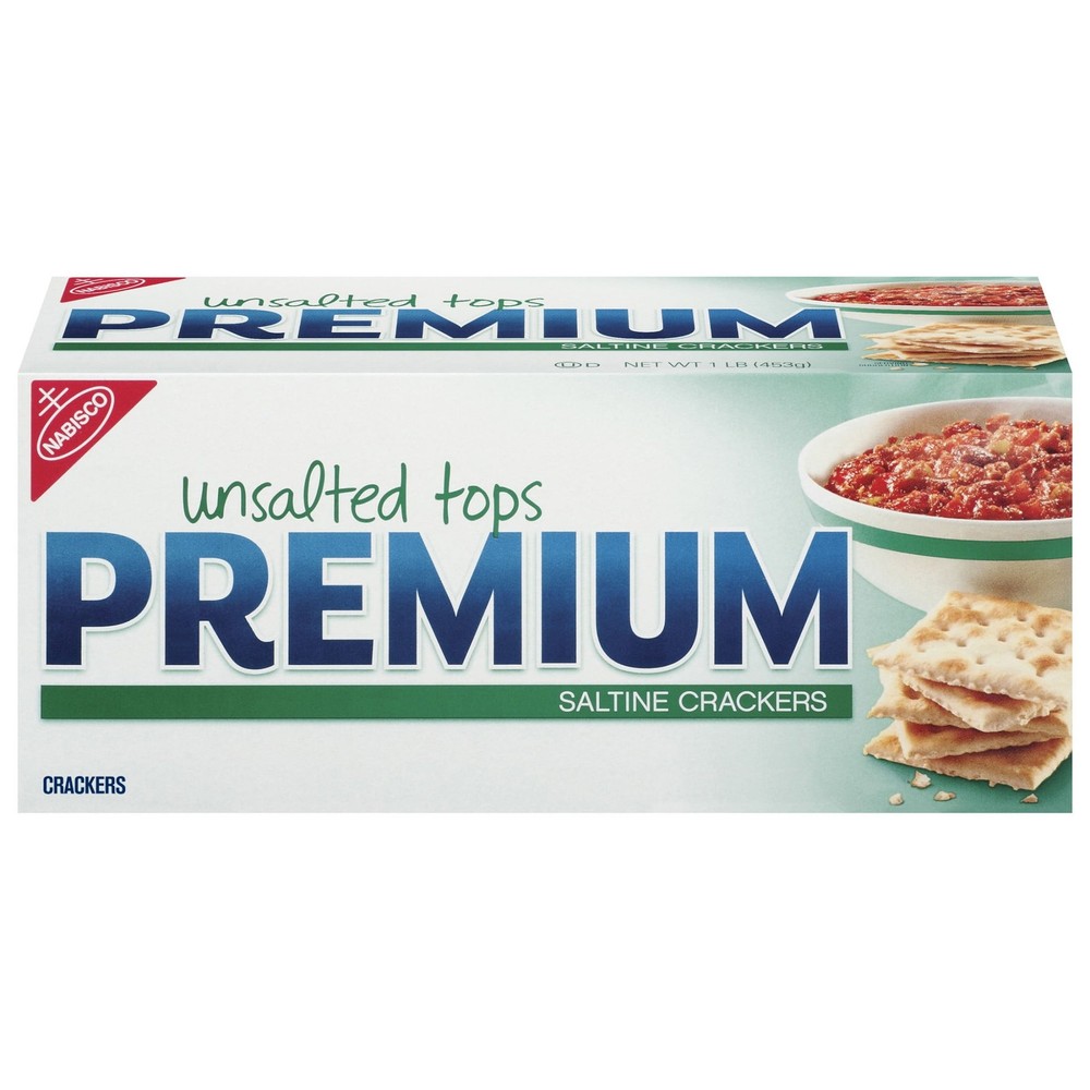 (3 pack) Premium Unsalted Tops Saltine Crackers, Lunch Snacks, 16 oz