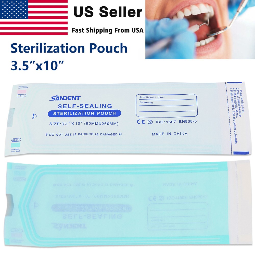 3 1/2" x 10" Self-Sealing Sterilization Pouch 200/Box