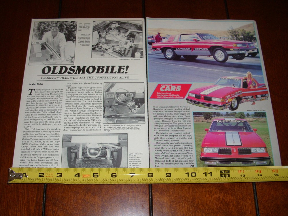 1987 OLDSMOBILE CUTLASS RACE CAR - ORIGINAL 1987 ARTICLE